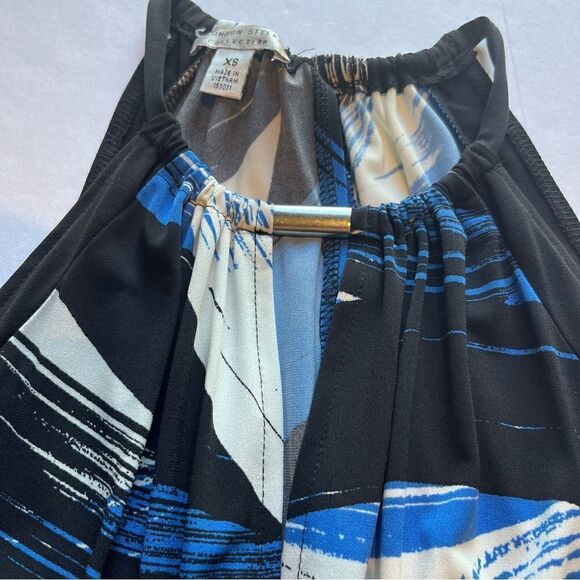 London Style Collection Women's Long Sleeveless Dress Black/Blue/Wht Size XS - Picture 5 of 14
